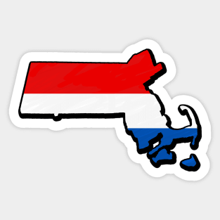 Red, White, and Blue Massachusetts Outline Sticker